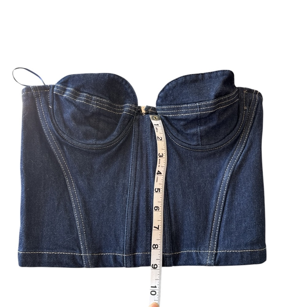 ZARA DENIM BUSTIER TOP - Picture 4 of 5